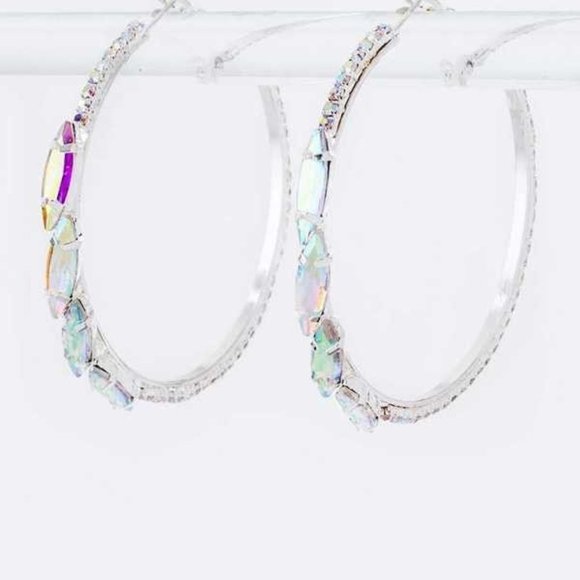 Jewelry - Silver/Clear Marquise Crystal Earrings